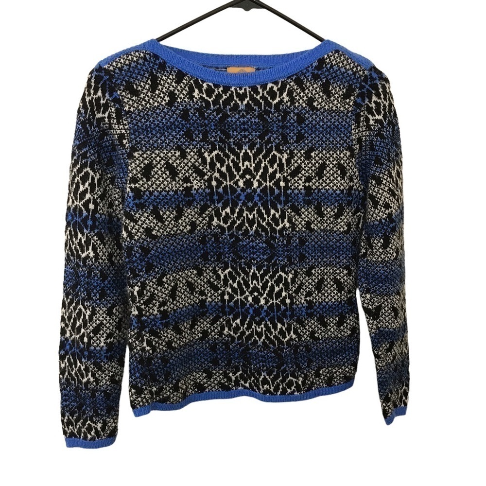 Ruby Rd petite animal print blue stripe sweater